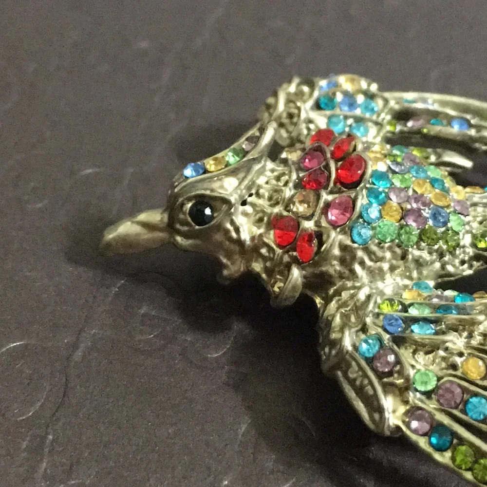 🖤VTG💕Multicolor stone Phoenix 🐦‍🔥 brooch - Picture 4 of 12